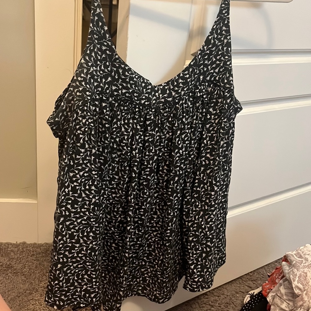 Navy and white flowy tank
